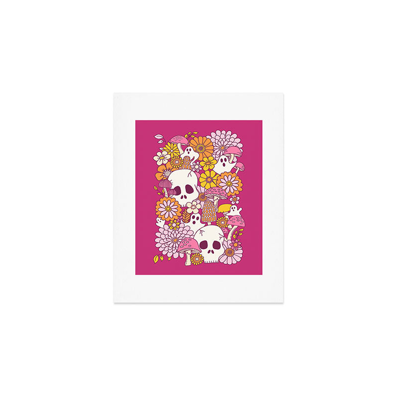 Spooky Mushroom Garden - Fuchsia Art Print Gallery Image 1