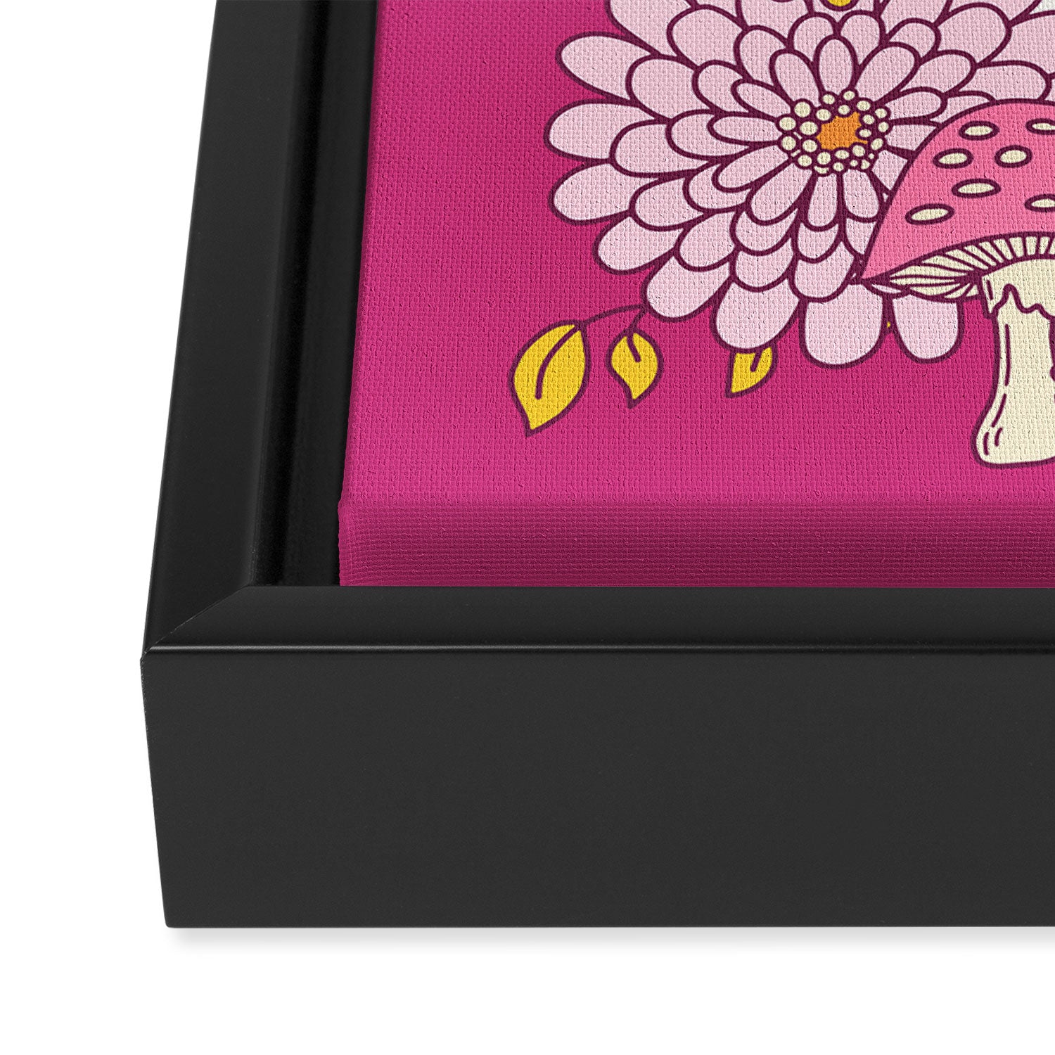Spooky Mushroom Garden - Fuchsia Framed Canvas Print Gallery Image 3