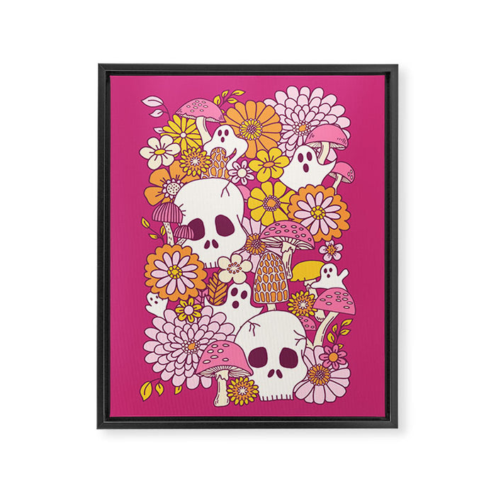 Spooky Mushroom Garden - Fuchsia Framed Canvas Print Gallery Image 1