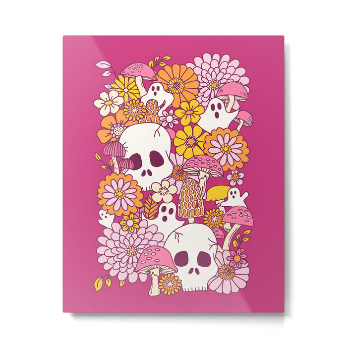 Spooky Mushroom Garden - Fuchsia Metal Print Gallery Image 1