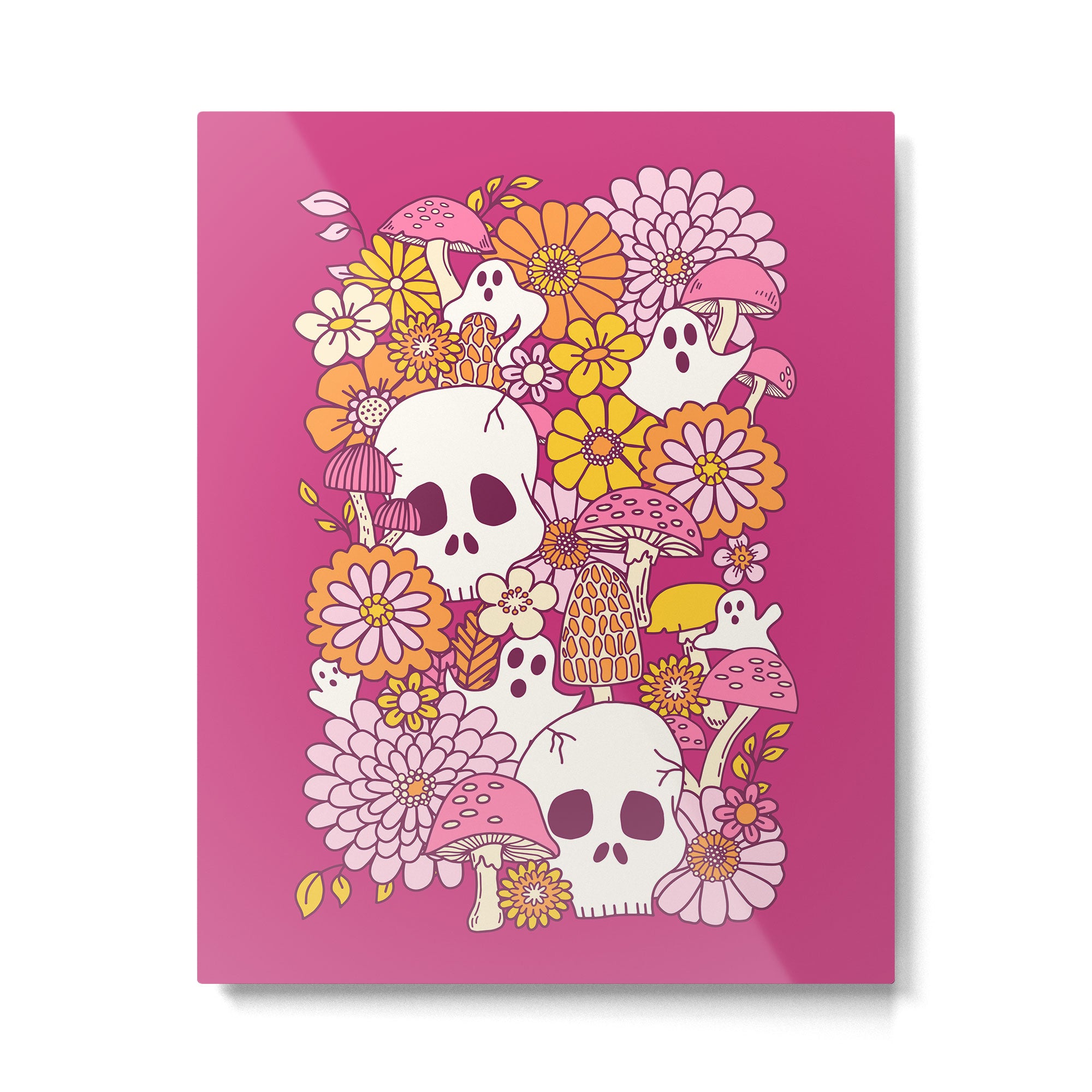 Spooky Mushroom Garden - Fuchsia Metal Print Gallery Image 6