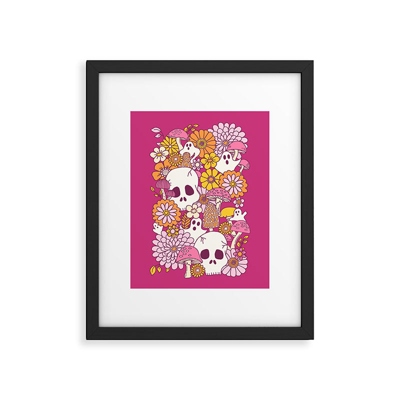 Spooky Mushroom Garden - Fuchsia Framed Art Print Gallery Image 6