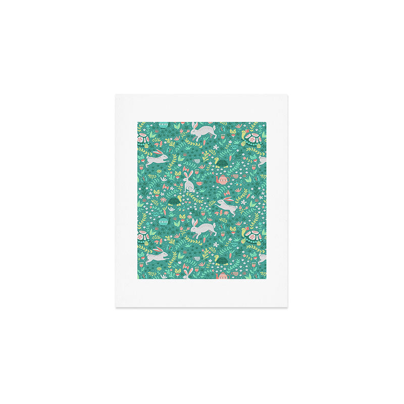 Spring Pattern of Bunnies with Turtles Art Print Gallery Image 1