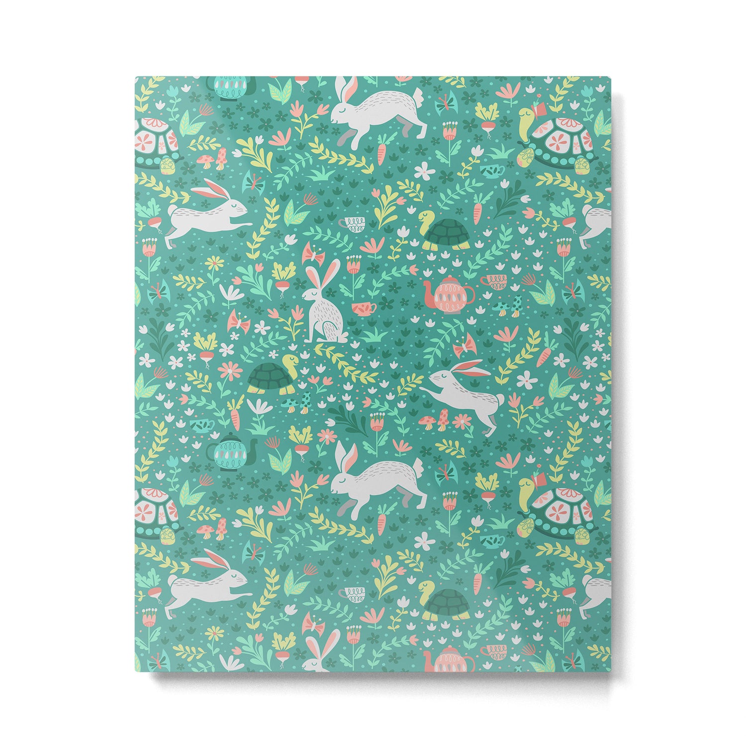 Spring Pattern of Bunnies with Turtles Metal Print Gallery Image 4
