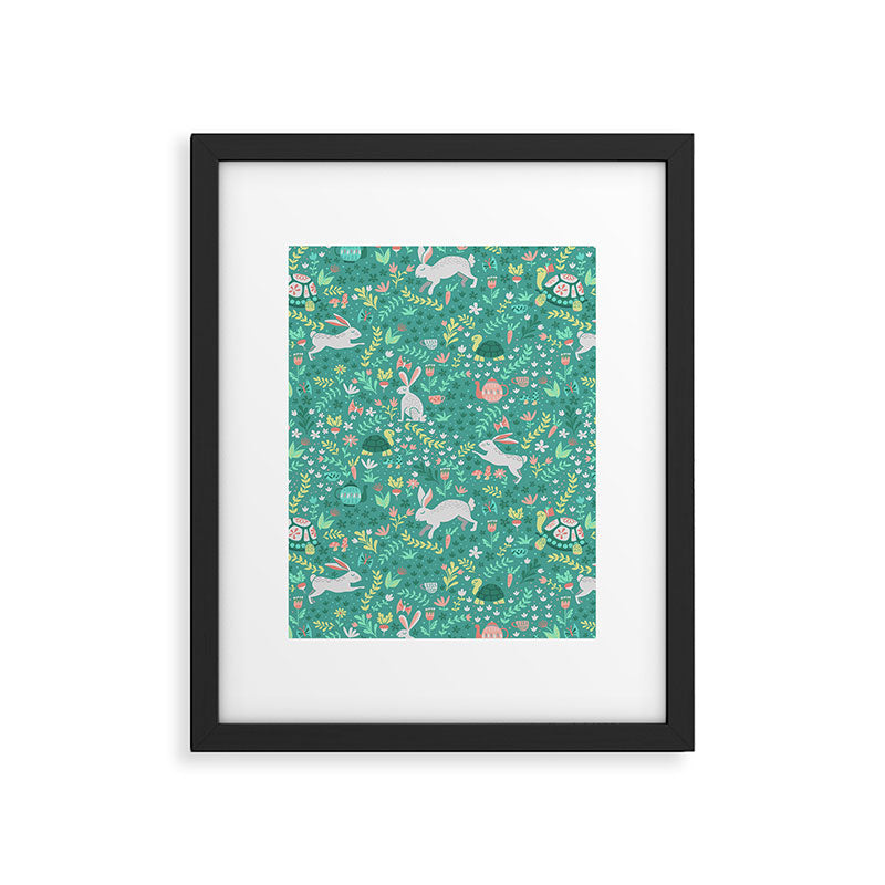 Spring Pattern of Bunnies with Turtles Framed Art Print Gallery Image 5