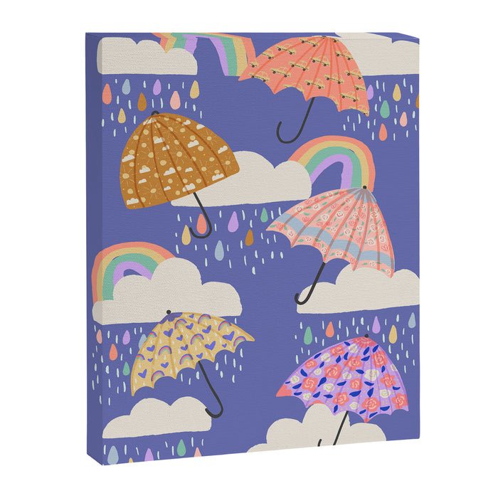 Spring Rain with Umbrellas Canvas Print Gallery Image 1