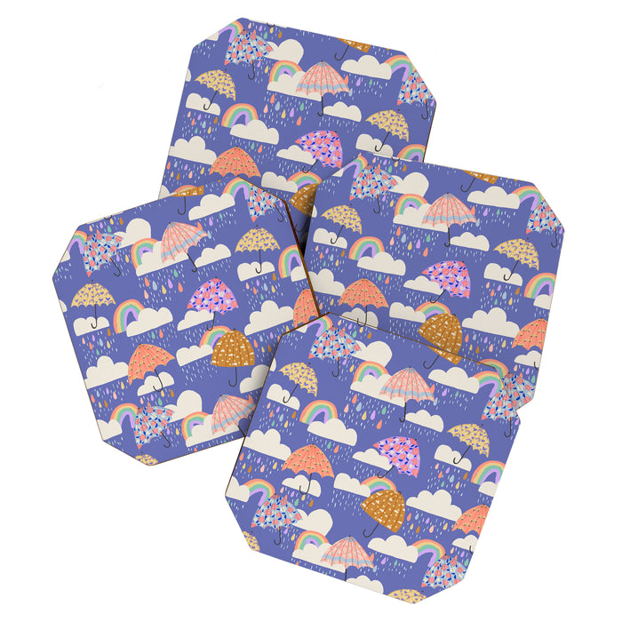 Spring Rain with Umbrellas Coaster Gallery Image 1