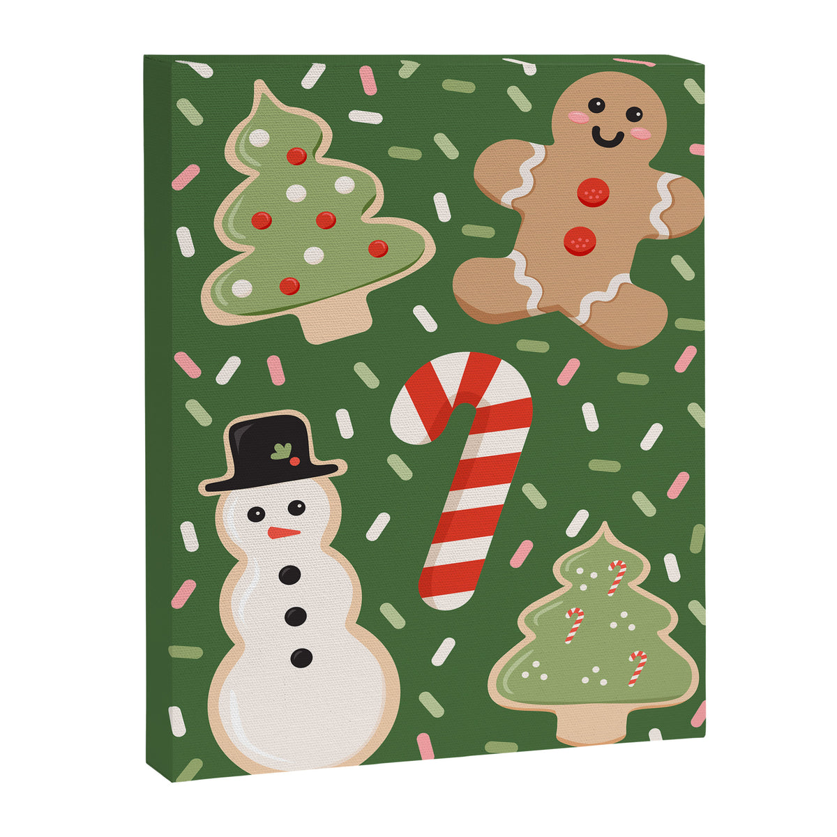 Sweet Christmas Cookies on Green Canvas Print Gallery Image 6