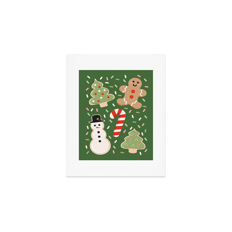 Sweet Christmas Cookies on Green Art Print Gallery Image 1