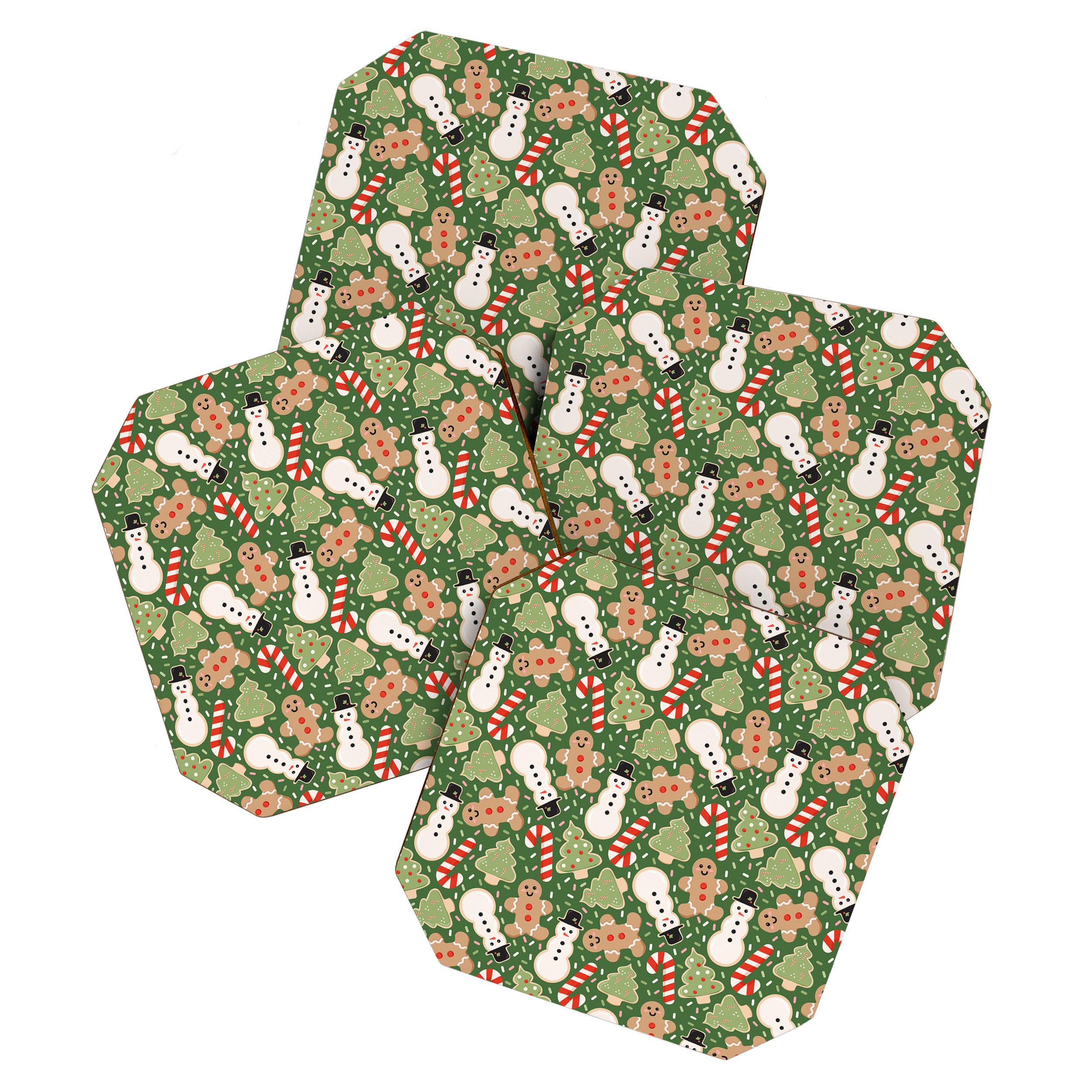 Sweet Christmas Cookies on Green Coaster Gallery Image 1