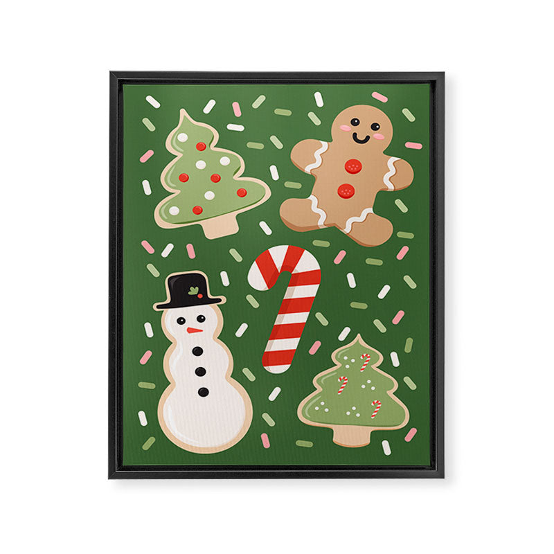 Sweet Christmas Cookies on Green Framed Canvas Print Gallery Image 6