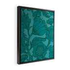Teal Floral Flourish - Large Framed Canvas Print Gallery Image 2
