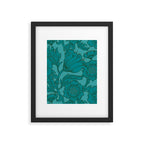 Teal Floral Flourish - Large Framed Art Print Gallery Image 5