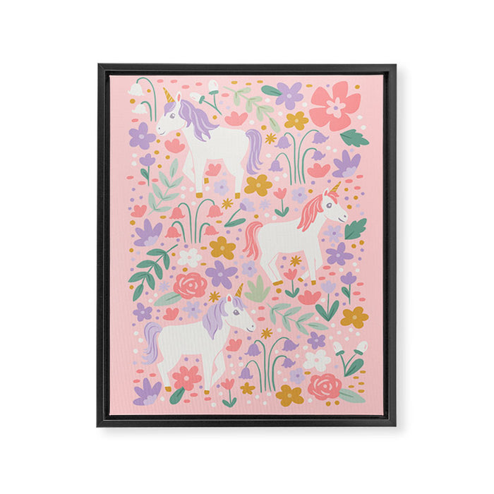Unicorn Garden Framed Canvas Print Gallery Image 1