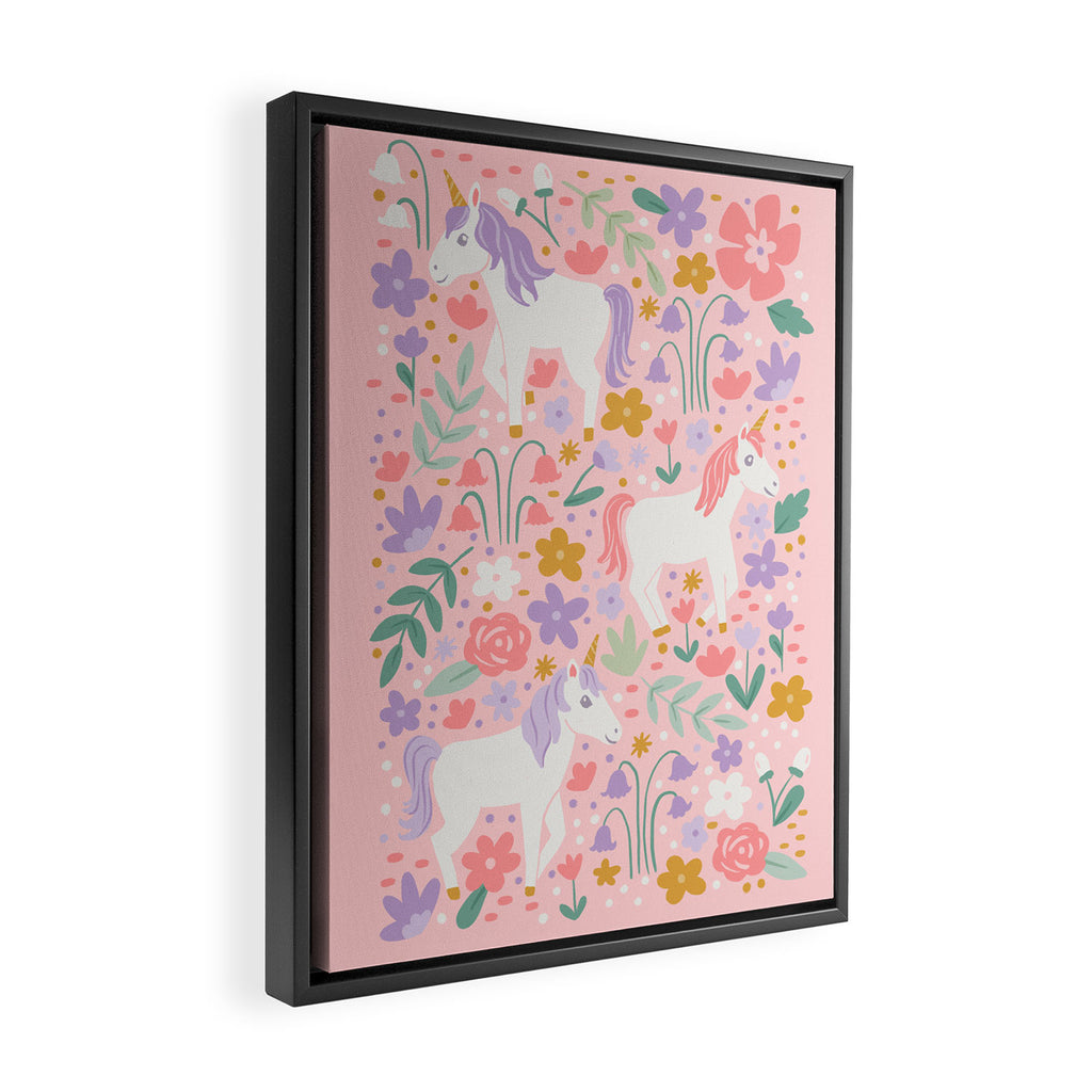 Unicorn Garden Framed Canvas Print Gallery Image 2