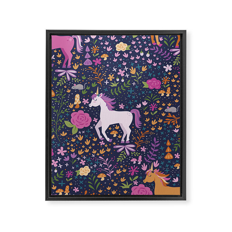 Unicorns Dancing in an Enchanted Garden Framed Canvas Print Gallery Image 8