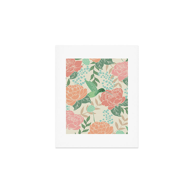 Victorian Garden with Hummingbird Art Print Gallery Image 1
