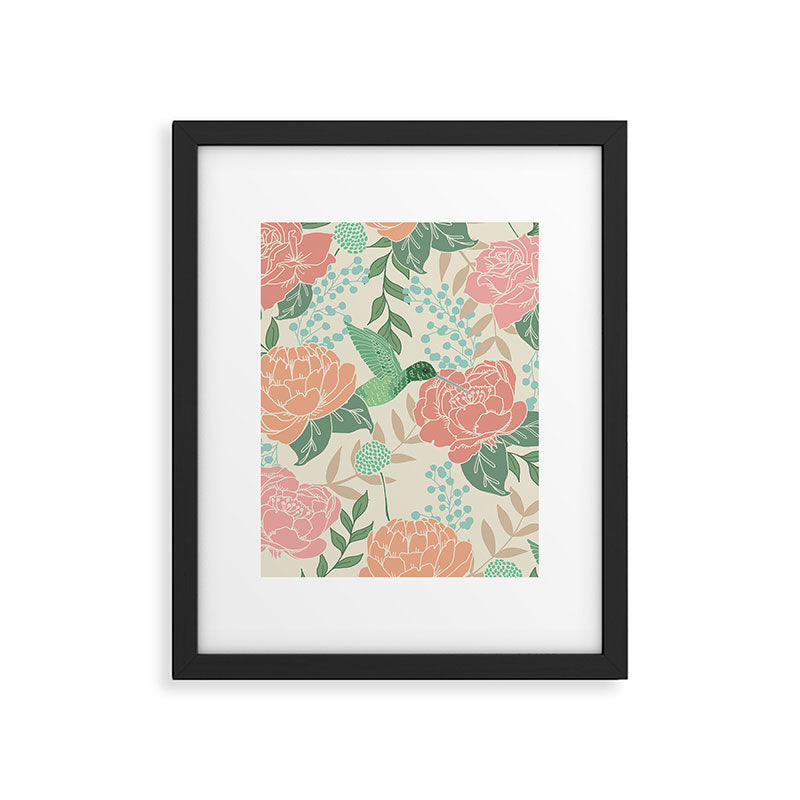 Victorian Garden with Hummingbird Framed Art Print Gallery Image 5