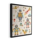 Vintage Inspired Robots in Space Framed Canvas Print Gallery Image 2