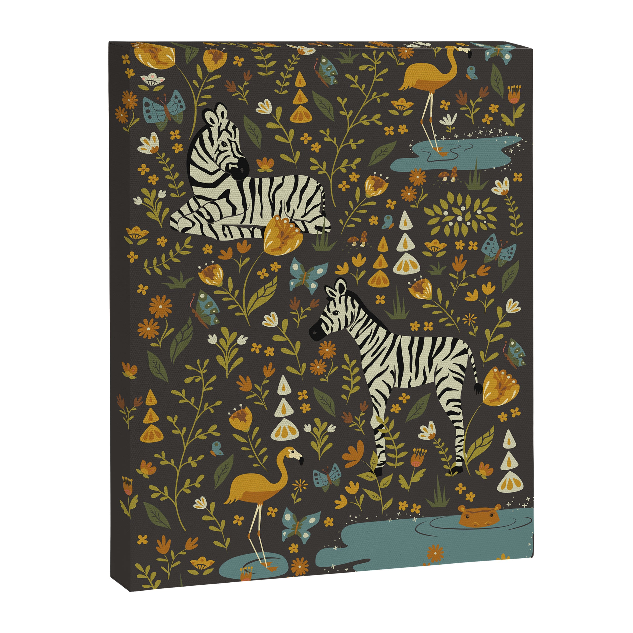 Zebras in Wild Fall Garden Canvas Print Gallery Image 6