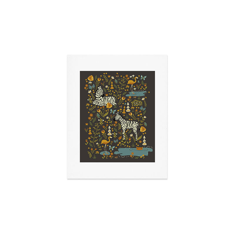 Zebras in Wild Fall Garden Art Print Gallery Image 1