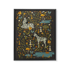 Zebras in Wild Fall Garden Framed Canvas Print Gallery Image 6