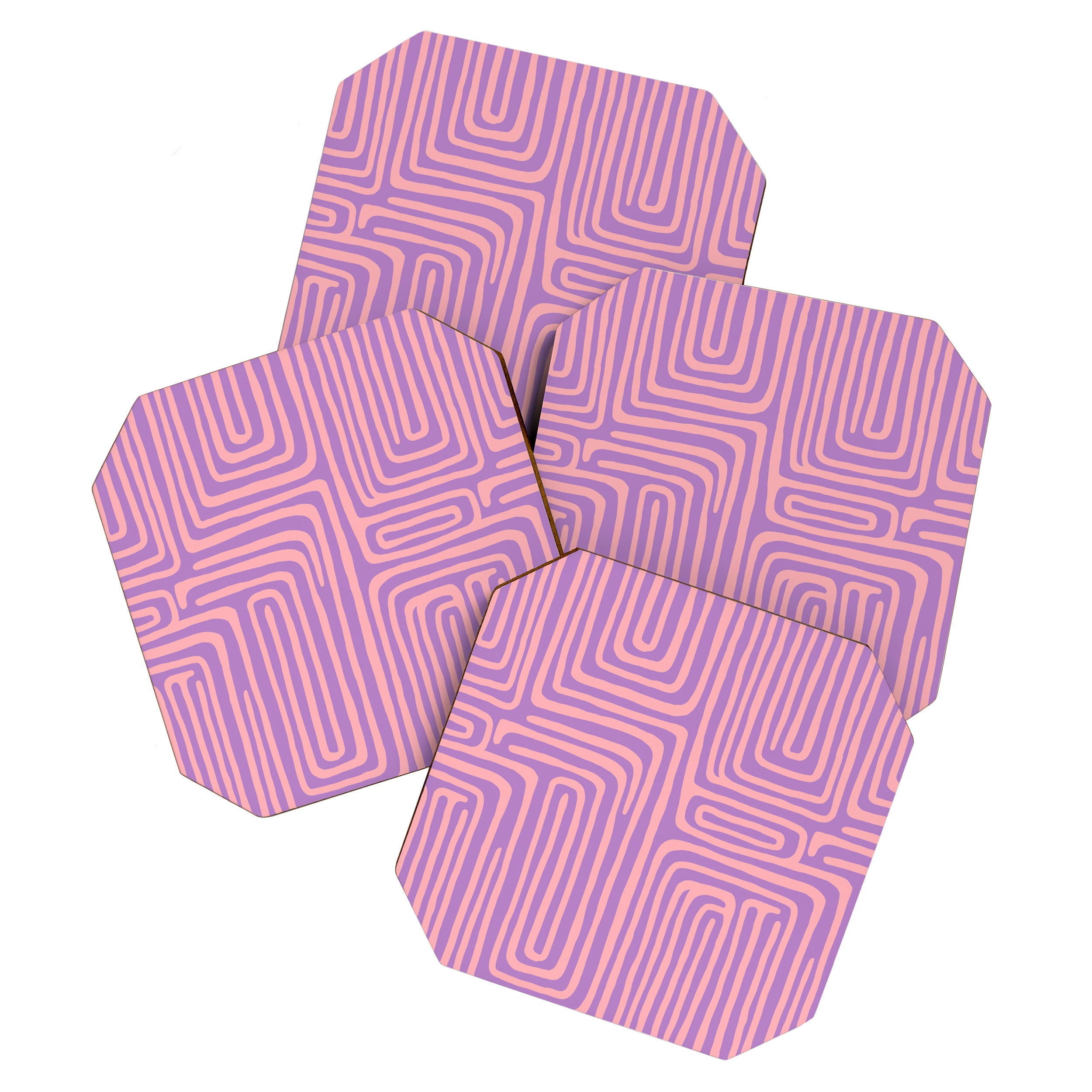 Abstract Stripe in wild violet swirl  Coaster Gallery Image 1
