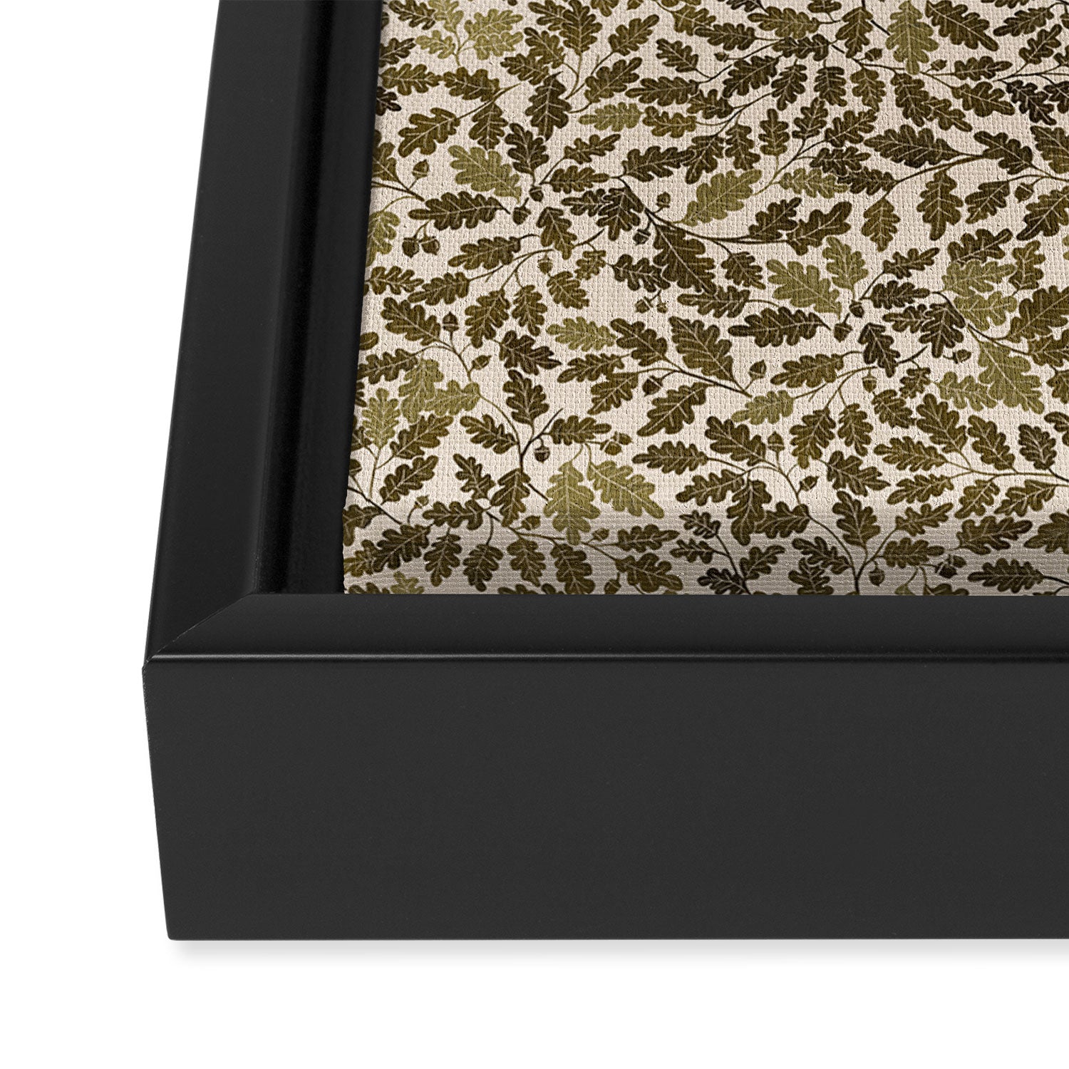 Autumn Oak Pattern in Olive Framed Canvas Print Gallery Image 3