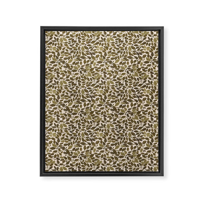 Autumn Oak Pattern in Olive Framed Canvas Print Gallery Image 1
