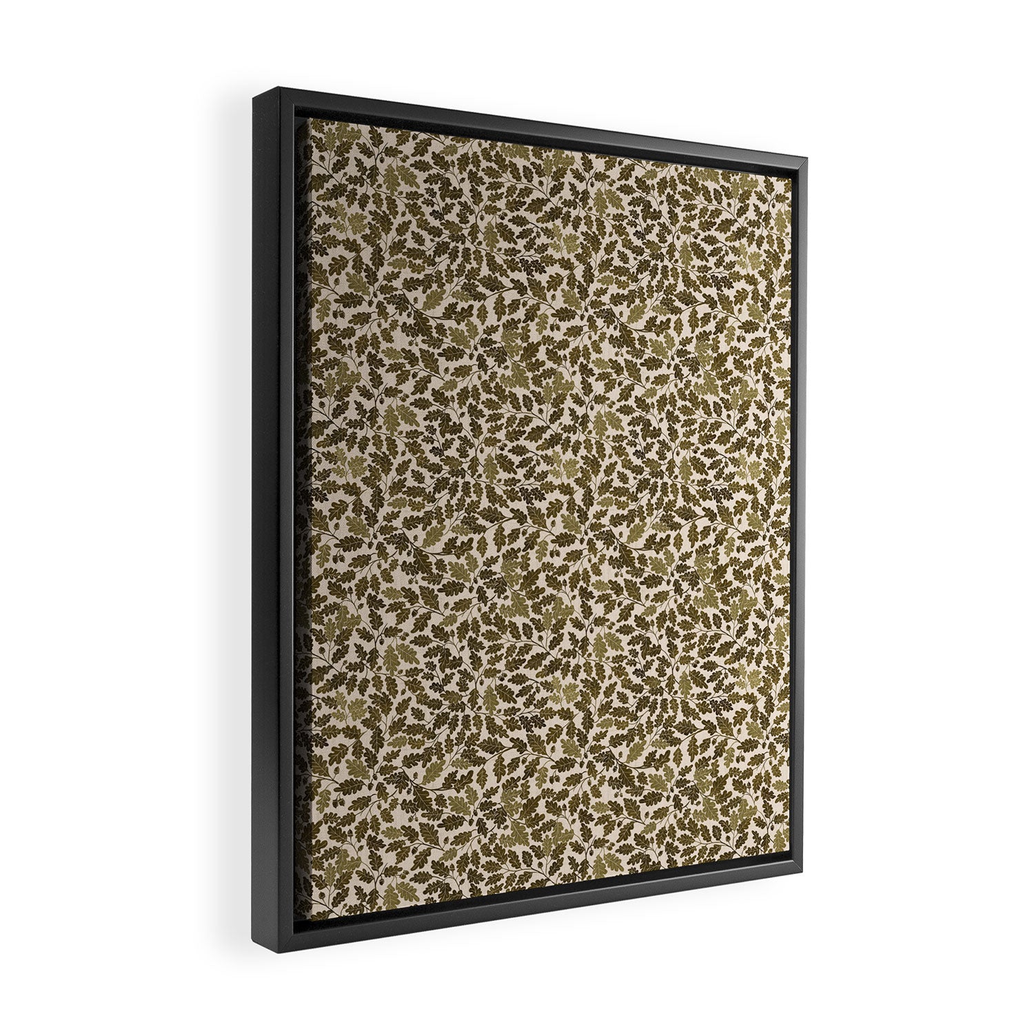 Autumn Oak Pattern in Olive Framed Canvas Print Gallery Image 2