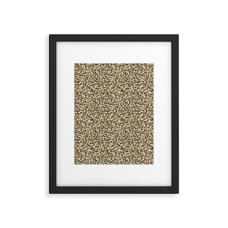 Autumn Oak Pattern in Olive Framed Art Print Gallery Image 5