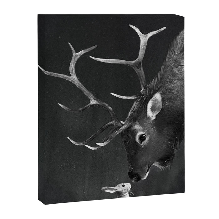 Elk and Rabbit Canvas Print Gallery Image 1