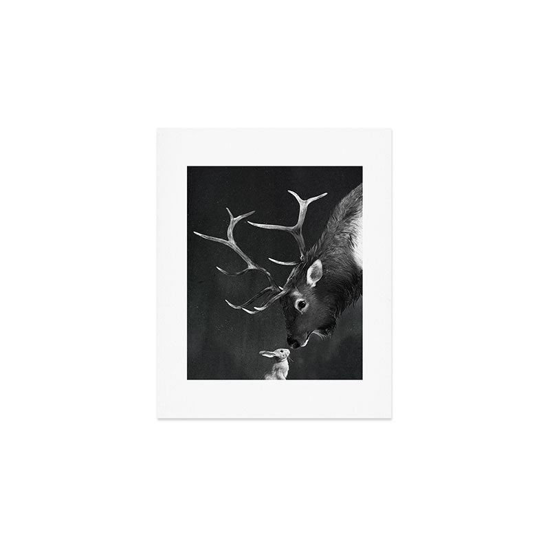 Elk and Rabbit Art Print Gallery Image 1