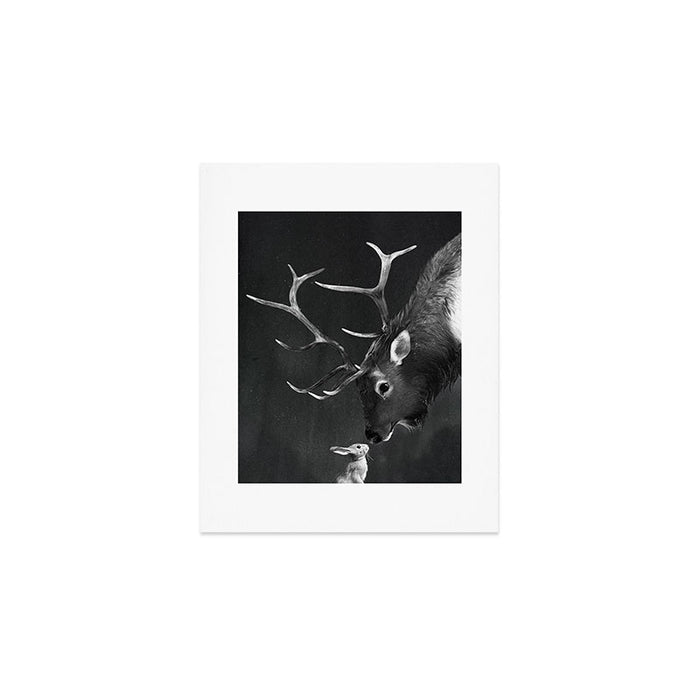 Elk and Rabbit Art Print Gallery Image 1