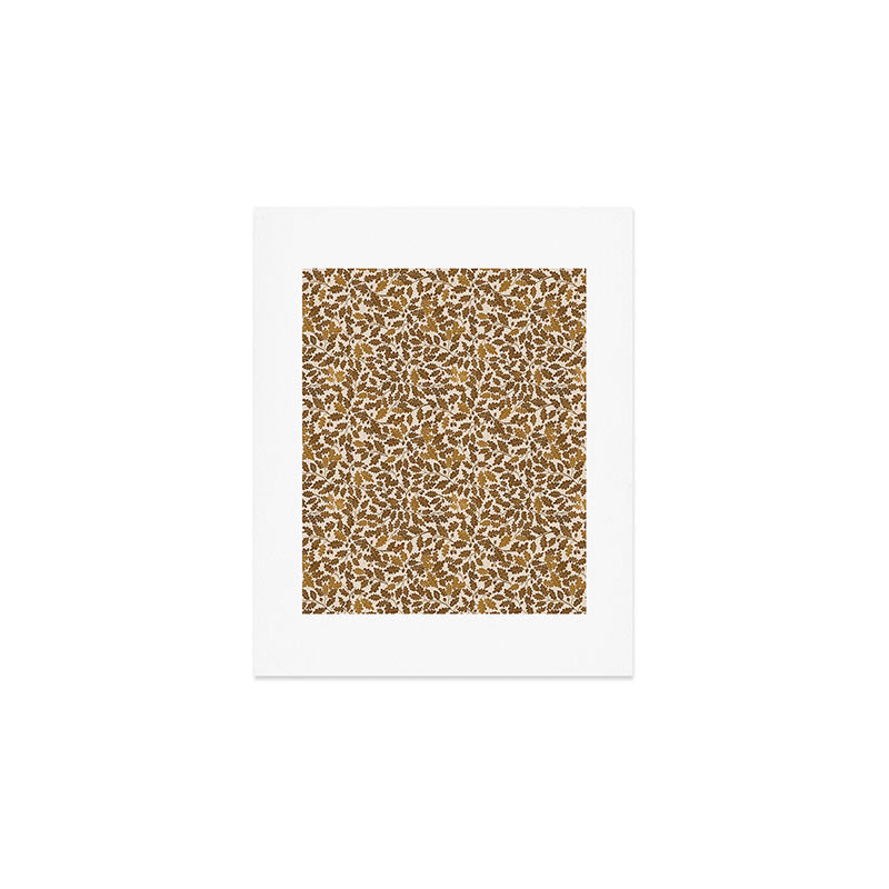 Golden Autumn Oak Pattern Art Print Gallery Image 1