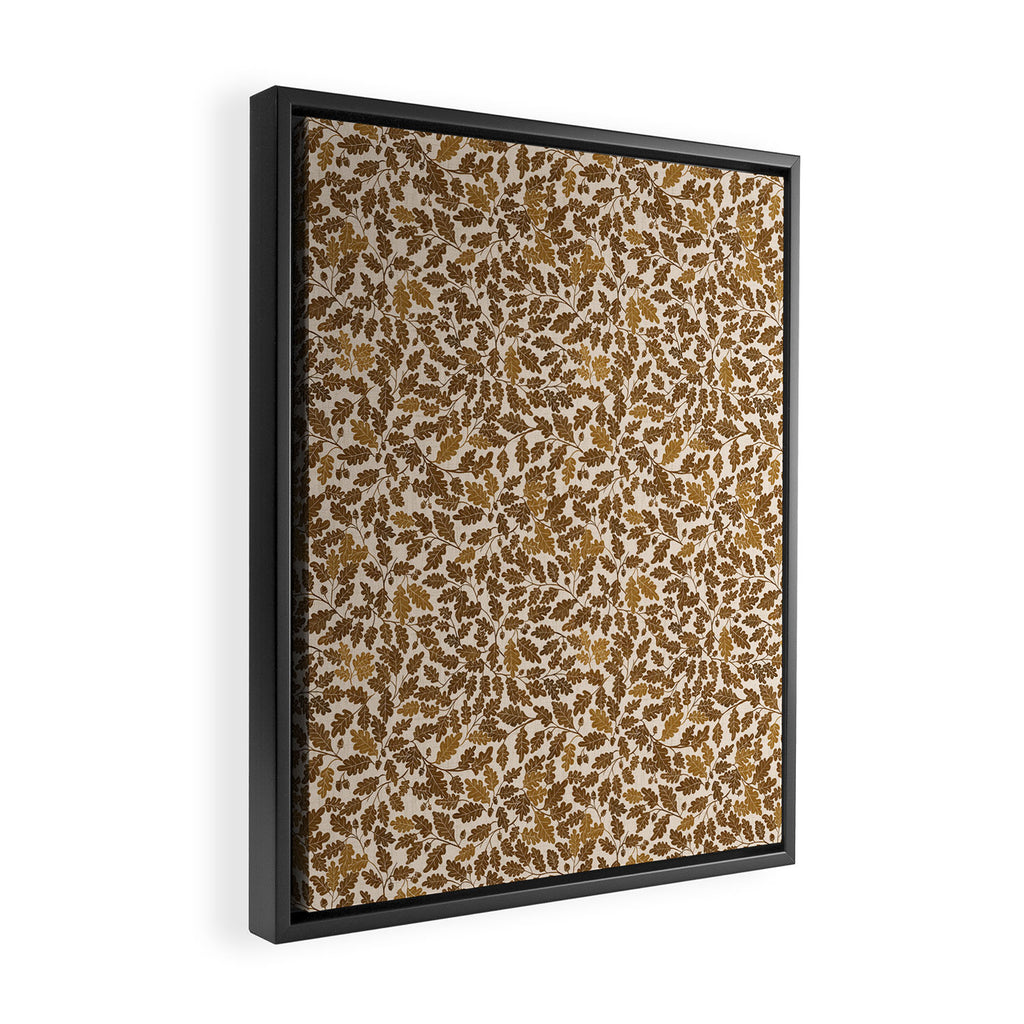 Golden Autumn Oak Pattern Framed Canvas Print Gallery Image 2