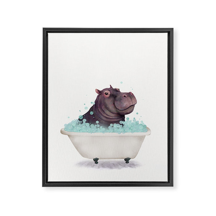 Hippo in the Bathtub  Framed Canvas Print Gallery Image 1