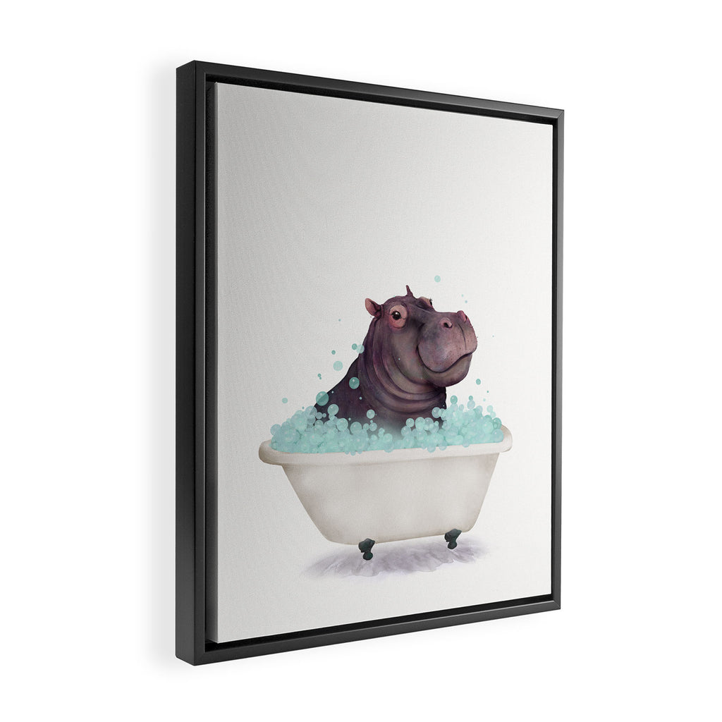 Hippo in the Bathtub  Framed Canvas Print Gallery Image 2