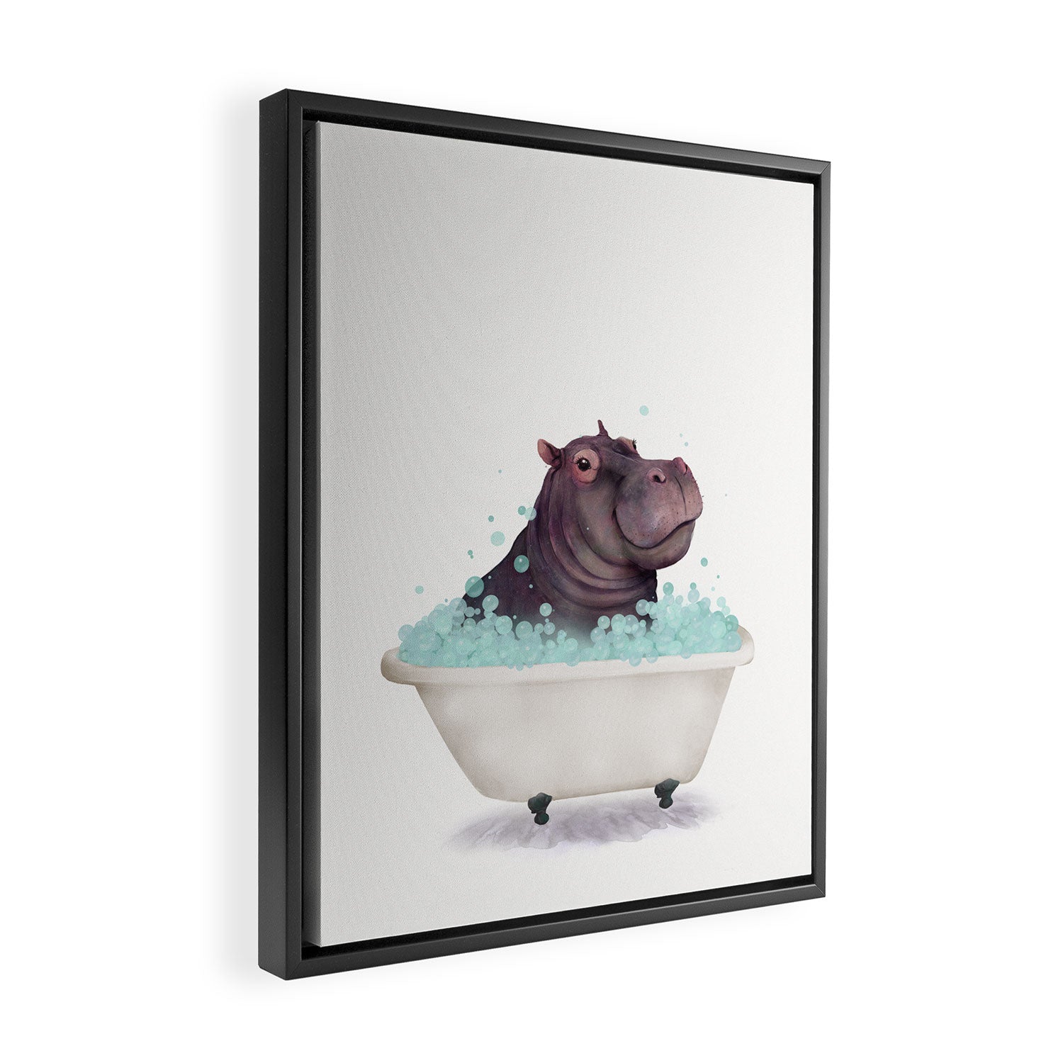 Hippo in the Bathtub  Framed Canvas Print Gallery Image 2