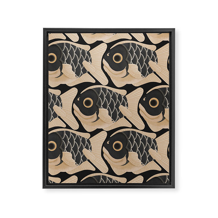Japanese Koi Fish Pattern Framed Canvas Print Gallery Image 1