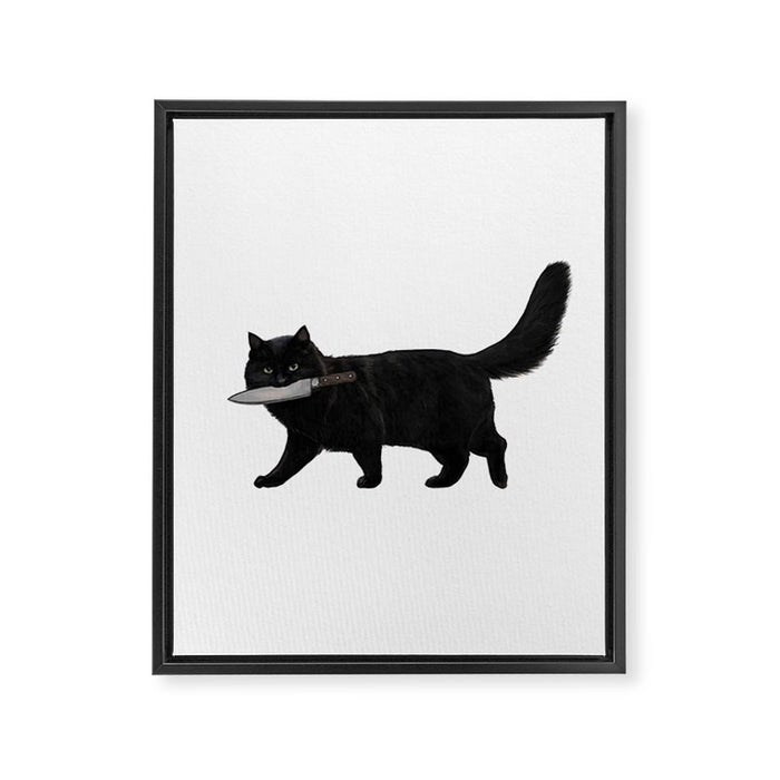 Knife Cat Framed Canvas Print Gallery Image 1