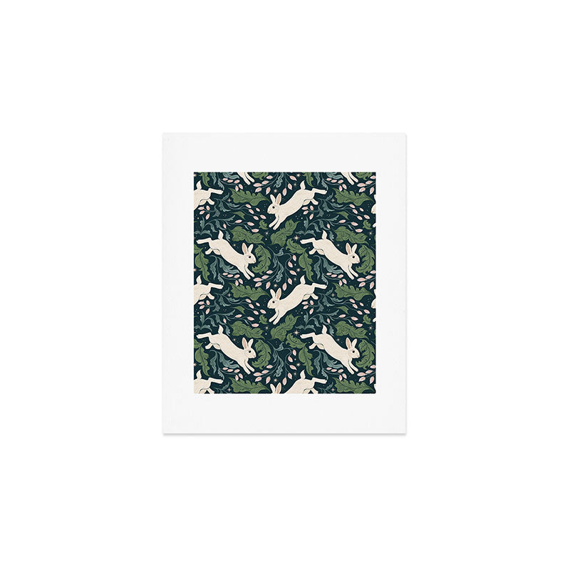 Moonlight Garden Bunnies Art Print Gallery Image 1
