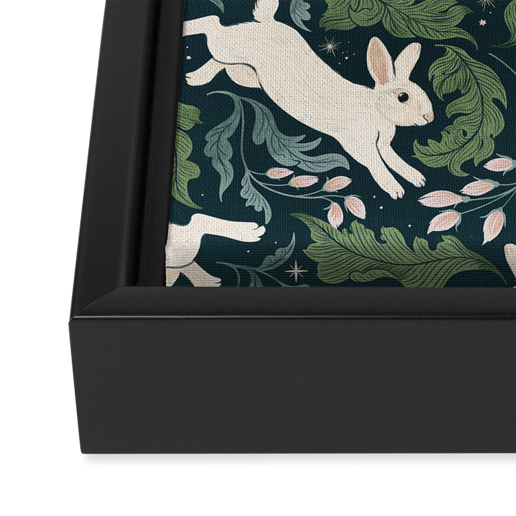 Moonlight Garden Bunnies Framed Canvas Print Gallery Image 3
