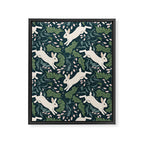 Moonlight Garden Bunnies Framed Canvas Print Gallery Image 6