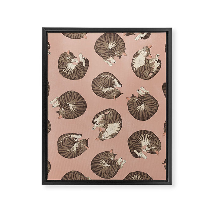 polka dot cats Framed Canvas Print Gallery Image 1
