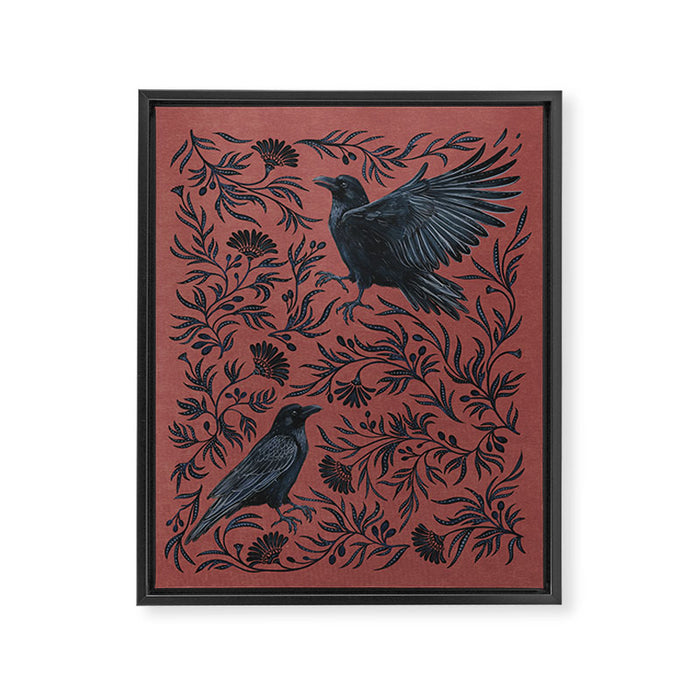 Raven Branch in Rust and Mineral Dust Framed Canvas Print Gallery Image 1