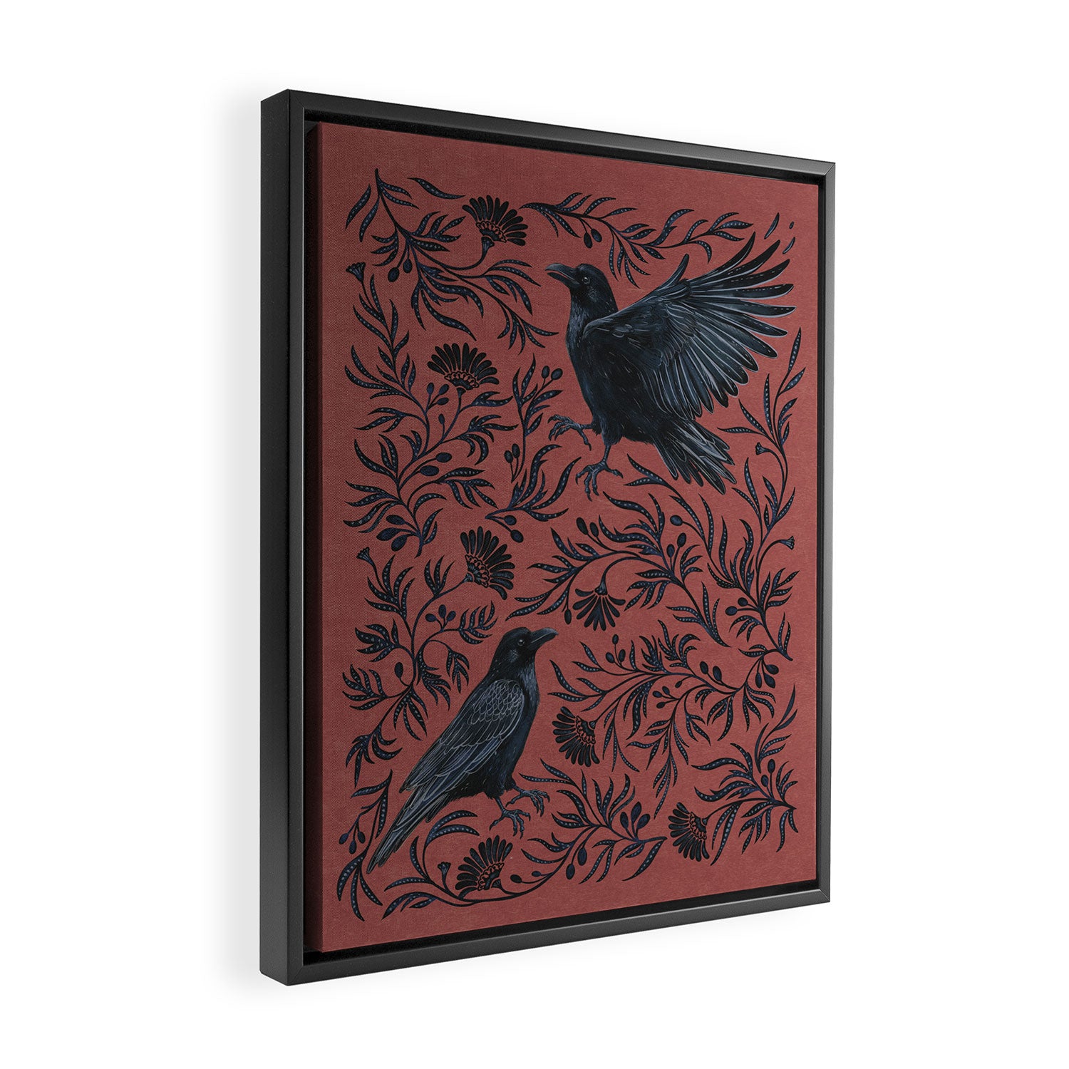 Raven Branch in Rust and Mineral Dust Framed Canvas Print Gallery Image 2