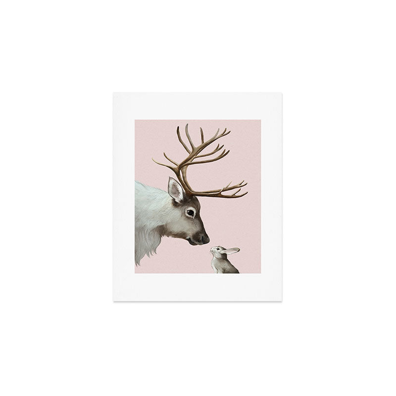 Reindeer and rabbit Art Print Gallery Image 1