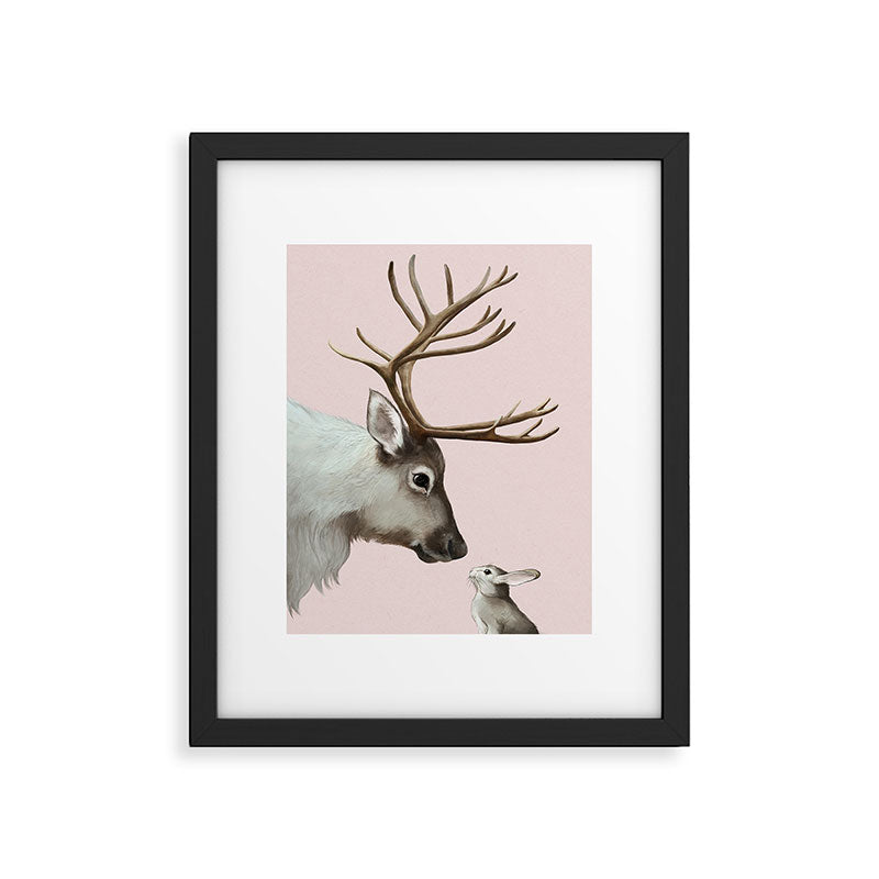 Reindeer and rabbit Framed Art Print Gallery Image 4