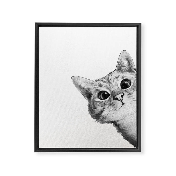 sneaky cat Framed Canvas Print Gallery Image 1